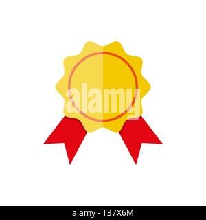 Cachet de la banque jaune avec des rubans rouges et de copie de l'espace pour votre propre texte . vector illustration dans le style plat sur fond blanc Illustration de Vecteur