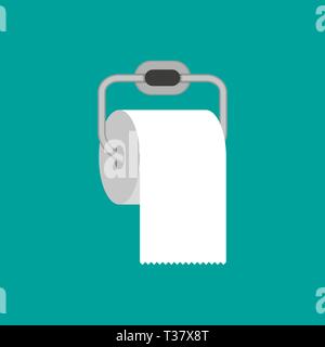 Rouleau de papier toilettes avec support de métal. vector illustration dans télévision style sur fond vert Illustration de Vecteur