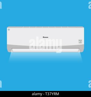 Système de climatisation. L'unité interne produit cool. vector illustration dans télévision style sur fond bleu Illustration de Vecteur