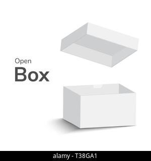 Boîte ouverte blanche sur fond blanc. boîte de dialogue Ouvrir avec ombre. vector illustration Illustration de Vecteur