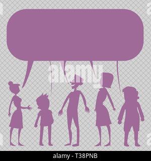 Silhouette Figure de personnes parlant et le partage d'un discours coloré Bubble Business template vide pour la mise en page pour carte de voeux invitation promotion p Illustration de Vecteur