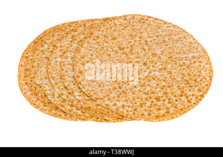 Pitas mince rond isolé sur fond blanc. Studio Photo Banque D'Images