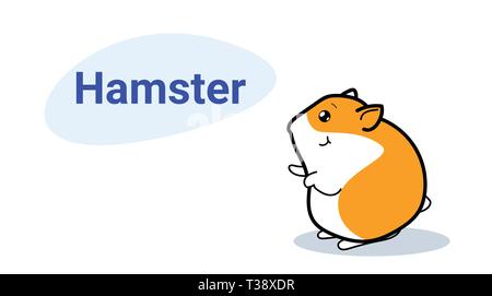 Mignon petit personnage de dessin animé de hamster avec sourire kawaii style dessiné à la main animaux drôles pour les enfants concept illustration vecteur horizontal