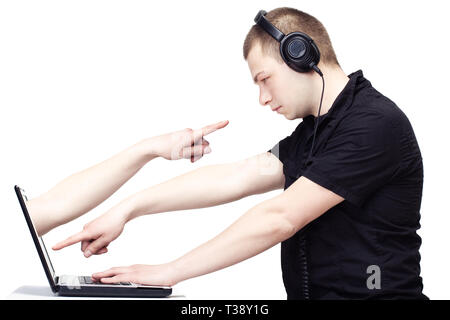 A l'utilisateur a identifié l'homme dans l'Internet. Concept de communication Banque D'Images