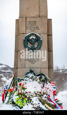 Un soldat russe Statue, Kirkenes, Finnmark, Norvège Banque D'Images