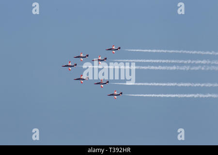 VIGO-ESPAGNE. Festival International de l'air patrouille Eagle .Vigo de la force aérienne espagnole sur juillet 18,2010 à Vigo, Espagne Banque D'Images