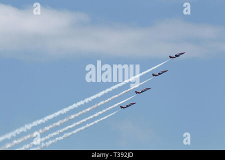 VIGO-ESPAGNE. Festival International de l'air patrouille Eagle .Vigo de la force aérienne espagnole sur juillet 18,2010 à Vigo, Espagne Banque D'Images