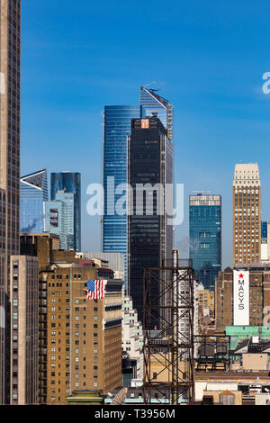 Chantiers d'Hudson Nouveaux bâtiments vus de l'East Side de Manhattan, New York, USA Banque D'Images