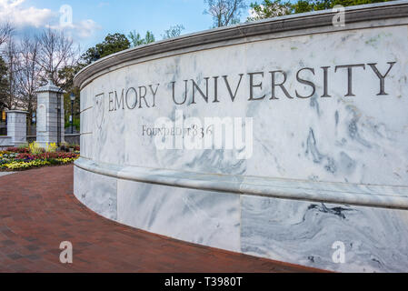 Entrée de l'Université Emory à Atlanta, Géorgie. (USA) Banque D'Images
