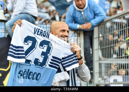 SS Lazio ancien joueur Juan Sebastian Veron au cours de la Serie A match entre SS Lazio et Sassuolo au Stadio Olimpico, Rome, Italie le 7 avril 2019. Banque D'Images