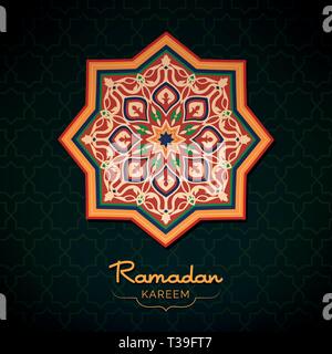Ramadan Kareem voeux carte avec décoration de style moyen-oriental, la culture et la religion islamique concept Illustration de Vecteur