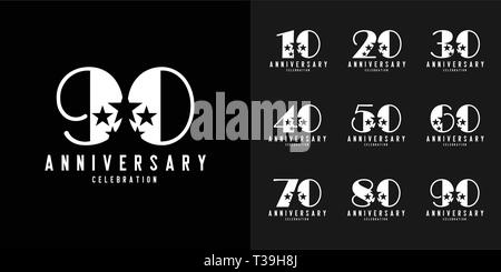 Ensemble d'anniversaire logotype. Célébration de l'anniversaire de la conception moderne des icônes de profil d'entreprise, brochure, dépliant, affiche, brochure, magazine web, invita Illustration de Vecteur