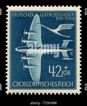 Historique allemand stamp : 25e anniversaire de la poste allemande air service. Moteur quatre-avion Junkers Ju 90 énorme "Der Große Dessauer', airmail, 1944 Banque D'Images