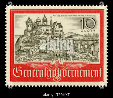 Historique allemand stamp : Château du Wawel de Cracovie. Les bâtiments et l'architecture 2e édition 1941, Gouverneur Général de Pologne, la Pologne - territoire occupé, LE DR Banque D'Images