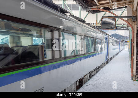 Japan Rail Pass station d'hiver à Hokkaido Banque D'Images