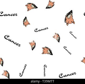 Motif de lapins caricature transparente indiquant les signes du zodiaque du cancer avec du texte. Vector illustration sur fond blanc. Illustration de Vecteur