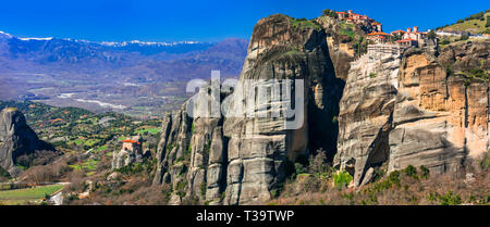 Monastère unique à Kalambaka, Grèce,Meteora Banque D'Images