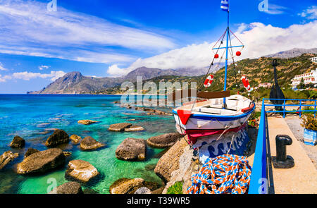 Belle plage de Plakias, l'île de Crète, Grèce. Banque D'Images