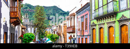 Vieilles rues de Teror village, Gran Canaria, Espagne Banque D'Images