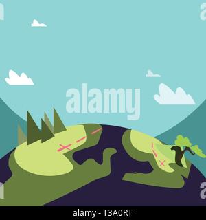 Sur la montagne avec de randonnée balisé et pistes de trekking pour l'extérieur Design business Ads concept Empty espace copie du modèle de texte pour site web Annonce isola Illustration de Vecteur