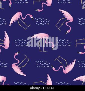 Modèle transparent avec des poissons tropicaux et Flamingo. Vector illustration. Eps 10 Illustration de Vecteur