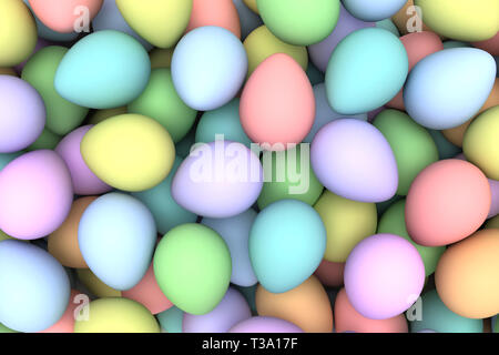 Pile de birght et les oeufs de Pâques colorés - 3D render Banque D'Images