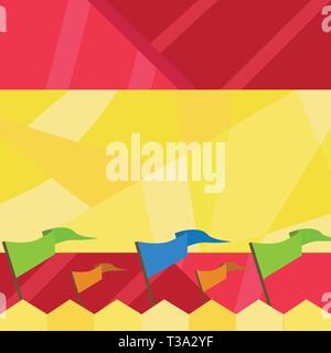 Solide blanc fanion drapeau coloré Streamer sur Stick monté sur Picket Fence concept design business template vide copie espace texte pour Ad Site internet isol Illustration de Vecteur