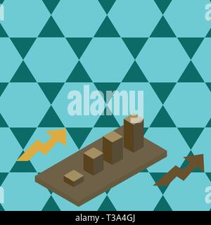 3D en cluster coloré Bar Chart diagramme Graphique en perspective avec deux flèches Design business concept copie vide moderne l'espace abstract background Illustration de Vecteur