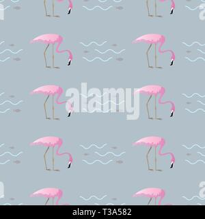 Poissons tropicaux et Flamingo. Motif transparent vecteur eps 10 Illustration de Vecteur