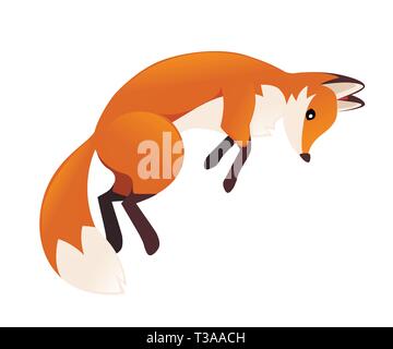 Red Fox le saut. Cartoon animal character design. Animaux de la forêt. Télévision vector illustration isolé sur fond blanc. Illustration de Vecteur