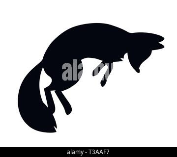Silhouette noire. Red Fox le saut. Cartoon animal character design. Animaux de la forêt. Télévision vector illustration isolé sur fond blanc. Illustration de Vecteur