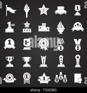 Awards icons set sur fond noir pour la conception graphique et web. Vecteur simple signe. Concept Internet symbole de bouton site web ou application mobile. Illustration de Vecteur