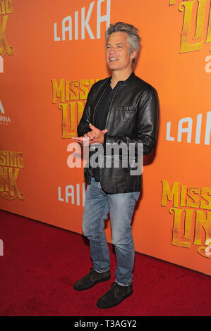 NEW YORK, NY - 07 avril : Timothy Olyphant assiste à 'Missing Link' New York en première mondiale au cinéma Regal Battery Park sur Avril 07, 2019 à New York. Banque D'Images