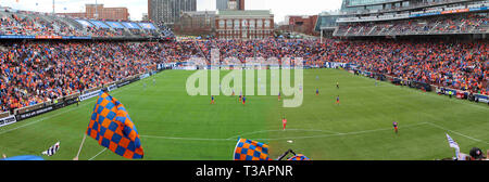 Cincinnati, Ohio, USA. Apr 7, 2019. La vue de la Bailey au début d'un match de soccer MLS FC entre Cincinnati et Sporting Kansas City à Nippert Stadium à Cincinnati, Ohio. Kevin Schultz/CSM/Alamy Live News Banque D'Images