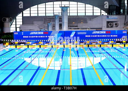 Tatsumi International Swimming Center, Tokyo, Japon. 8Th apr 2019. Vue générale, le 8 avril 2019 - Natation : Championnats de natation du Japon (Japon) 2019 Nager à Tatsumi International Swimming Center, Tokyo, Japon. Credit : Naoki Nishimura/AFLO SPORT/Alamy Live News Banque D'Images