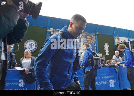 Londres, Royaume-Uni. 8Th apr 2019. Eden Hazard de Chelsea vu avant le premier match de championnat entre Chelsea et West Ham United à Stamford Bridge le 8 avril 2019 à Londres, en Angleterre. (Photo de Zed Jameson/phcimages.com) : PHC Crédit Images/Alamy Live News Banque D'Images