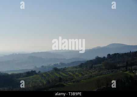 Paysage de campagne en Toscane, Italie, San Gimignano Banque D'Images