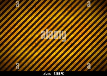 Panneau d'avertissement jaune et noir avec rayures, texture grunge background industriel Illustration de Vecteur