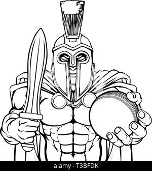 Trojan Spartan Sports Cricket Mascot Illustration de Vecteur