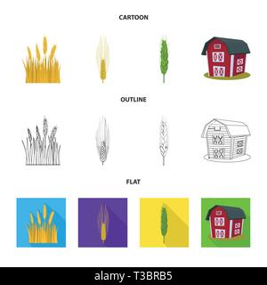 L'orge de printemps,grenier,spike,bâtiment,hiver,dur,industrie,terrain,farine,automne,maïs,graines,Culture,son,campagne,céréales,remise,mûres,or,chalet,pain,vert,immobiliers,agriculture,agriculture,seigle,plantes,blé,maïs,grain,récolte,ferme,,champ,set,icône,,illustration,collection,isolé,design,graphisme,élément vecteur vecteurs,signer , Illustration de Vecteur