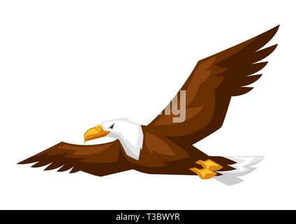 Bald Eagle cartoon illustration. Stand d'oiseaux sur fond blanc. Illustration de Vecteur