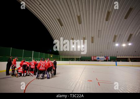 Bratislava, Slovaquie, du 11 au 14 novembre, 2010 : Maître de 1ère Coupe du Monde de Street & Ball Hockey Canada - problèmes de l'équipe Banque D'Images