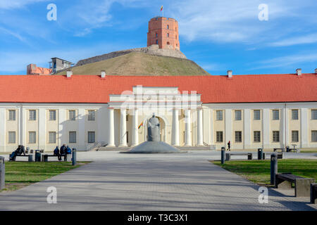 Vue de la ville de Vilnius avec le Musée National de Lituanie et la tour de Gediminas Banque D'Images