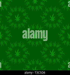 Fond vert feuilles de cannabis. La marijuana vert motif transparent Banque D'Images