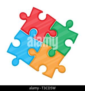 Puzzle coloré en quatre morceaux. Vector illustration style de télévision Illustration de Vecteur