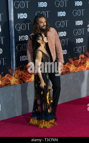 NEW YORK, NY 03 avril : Lisa Bonet et Jason Momoa assister à HBO 'Game of Thrones' premiere saison finale au Radio City Music Hall, le 03 avril, 2019 à New Banque D'Images