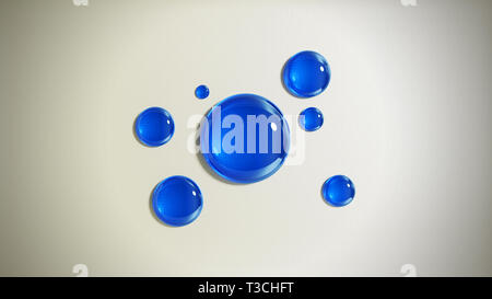 Résumé fond avec gouttes de verre bleu. Rendu 3D illustration. Banque D'Images