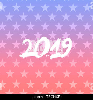 Nouvelle Année 2019 carte de vœux. Modèle futuriste moderne pour 2019. La visualisation de données numériques. Concept de technologie d'entreprise illustration backg gradient. Banque D'Images