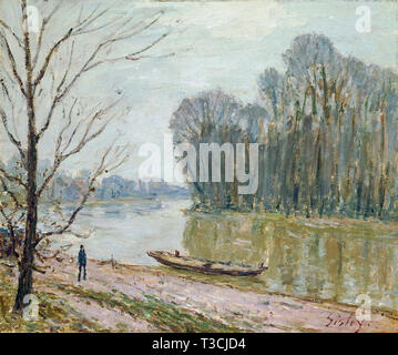 Alfred Sisley (1839 - 1899) - Les banques du Loing 1896 hiver Banque D'Images