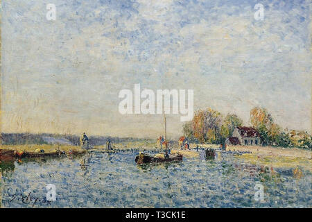 Alfred Sisley (1839 - 1899) - le Canal du Loing 1885 Banque D'Images